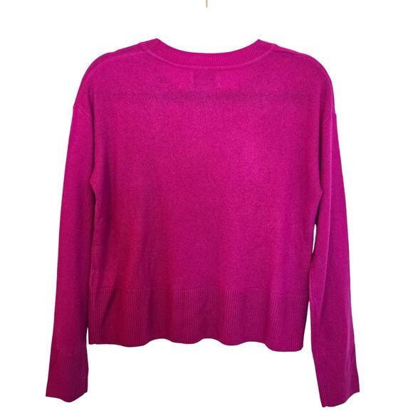 Rachel Zoe 100% Cashmere Crewneck Sweater Size S Magenta Pullover Rib Hem 2-Ply - Picture 2 of 7